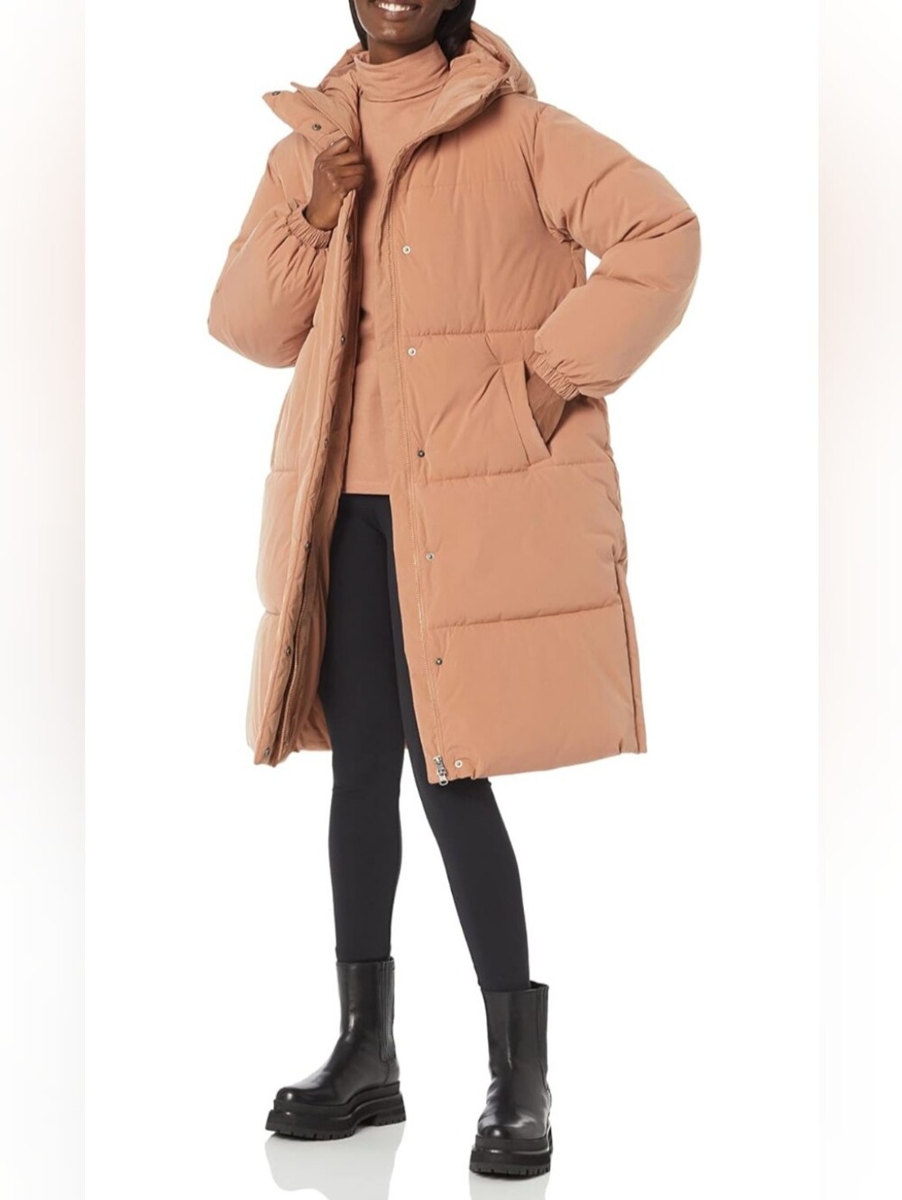 AMAZON ESSENTIALS Insulated Puffer Jacket Oversized Long Hooded  Light Brown 2X